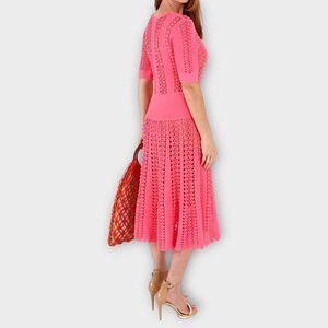 Michael Kors Collection Dress Sz Small Flamingo Crochet Stretch Designer Couture